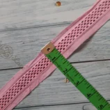 Pink insertion lace trim, 1.5 inch width, 1 metre length