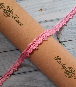 Pink tiny lace trim, 0.50 inch width, 1 metre length