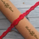 Red two sided lace trim, 0.75 inch width, 1 metre length