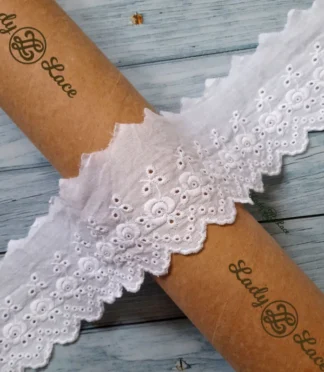 white-cotton-hakoba-lace-trim-3-inch-1 White cotton hakoba lace trim, 3 inch width, 1 metre length