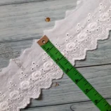 White cotton hakoba lace trim, 3 inch width, 1 metre length