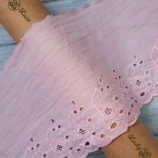 Pink cotton hakoba lace belt, 8 inch width, 1 yard length