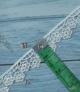 Tiny flower sequin hanging lace trim, 1 inch width, 1 yard length
