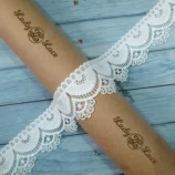 White Hanging guipure sequin lace trim, 2 inch width, 1 yard length