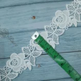 White rose guipure lace trim, 2 inch width, 1 yard length