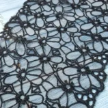 Black net lace trim, 6 inch width, 1 yard length