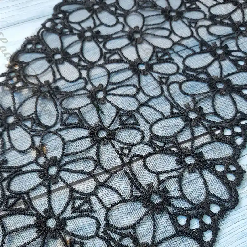 black-net-lace-trim-6-inch-width-1-yard-length-3 Black net lace trim, 6 inch width, 1 yard length