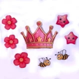 Cute Crown, Flower, Star & Bee Fabric Printed Patches – Kids Sewing & DIY Craft Appliqués