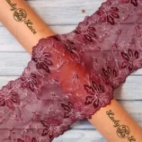 Maroon tulle lace trim, 7 inch width, 1 yard length