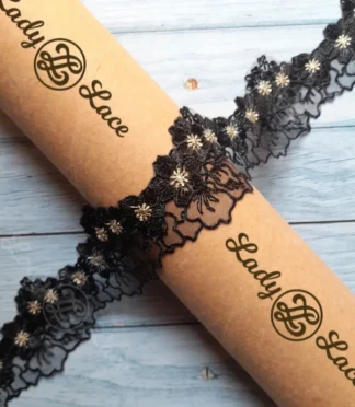 Black embroiderd lace, 2 inch width, 1 yard length