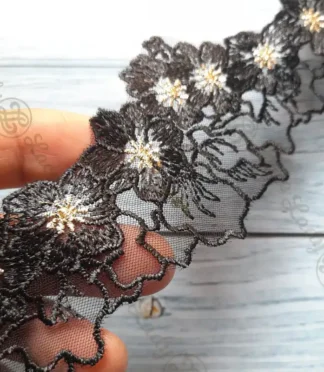 black-embroiderd-lace-2-inch-width-2 Black embroiderd lace, 2 inch width, 1 yard length