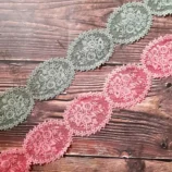 Flower lace with sequin lace trim, 3.5 inch width, 1 yard length