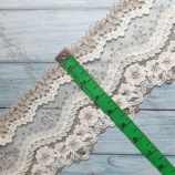 Imported Beige organza zari flower lace trim, 5 inch width, 1 yard length