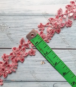 Imported Sequin Flower Lace Trim, 1 yard, 1.5 inch length - LLP16080126A