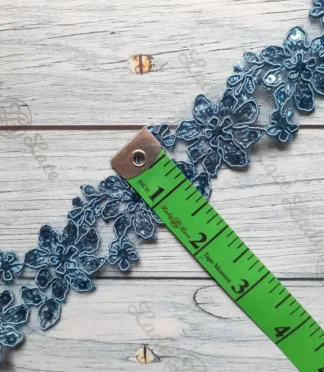 Imported Sequin Flower Lace Trim, 1 yard, 1.5 inch length - LLP16080126B