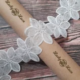 White Flower Cord Lace Trim, 4 inch width, 1 yard length