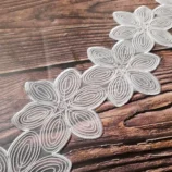 White Flower Cord Lace Trim, 4 inch width, 1 yard length