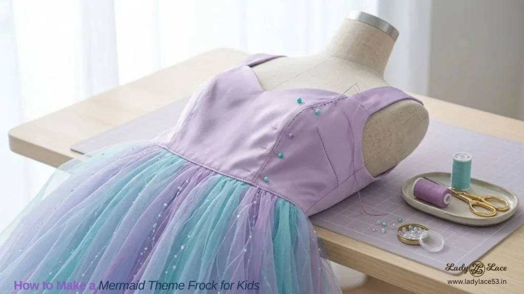 How to Make a Mermaid Theme Frock for Kids Attach Skirt to Bodice