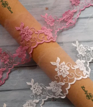 Imported Flower Net Lace Trim – 4 Inch Wide (1 Yard)