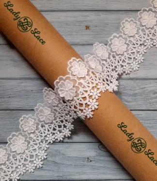 Imported White Organza Lace, 3.5 Inch, 1 Yard Length