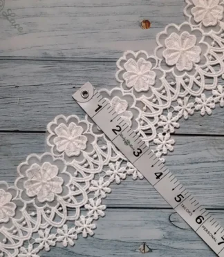 Imported White Organza Lace, 3.5 Inch, 1 Yard Length