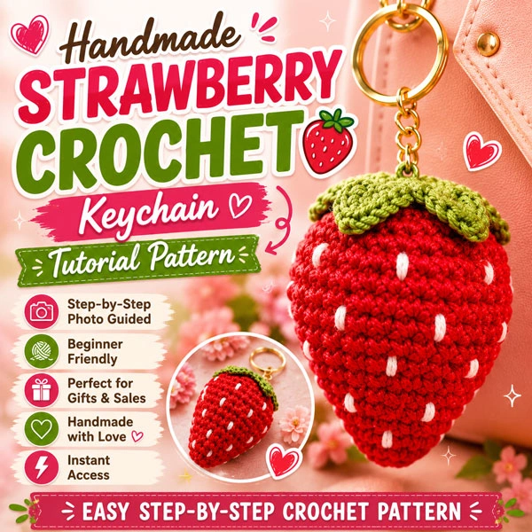 strawberry-crochet-keychain-tutorial-1 Strawberry Crochet Keychain Tutorial Pattern
