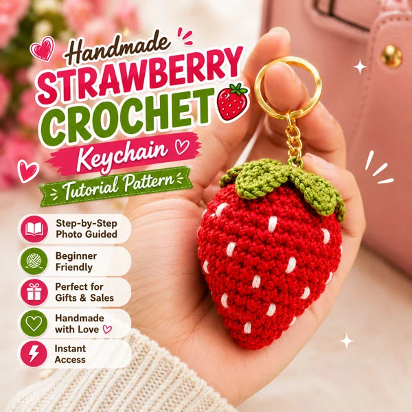 strawberry-crochet-keychain-tutorial-2 Strawberry Crochet Keychain Tutorial Pattern