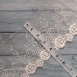 White Rose Embroidered Mesh Lace Trim 4 Inch Wide by the Yard | Floral Lace Border for Sarees, Dresses & Sewing