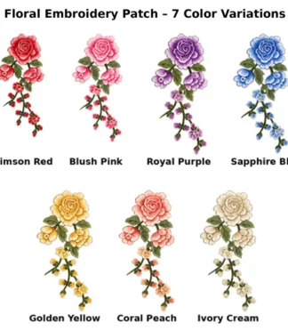Floral Embroidery Applique Patch – 7 Color Variations