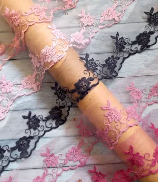 Imported Flower Net Lace Trim – 4 Inch | 1 Yard