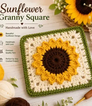 Sunflower Granny Square Crochet Pattern | Easy DIY Floral Granny Square Tutorial