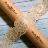 Golden flower sequin lace trim 3.5 inch