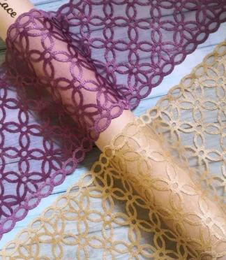 Imported dark purple and golden net lace trim 8 inch