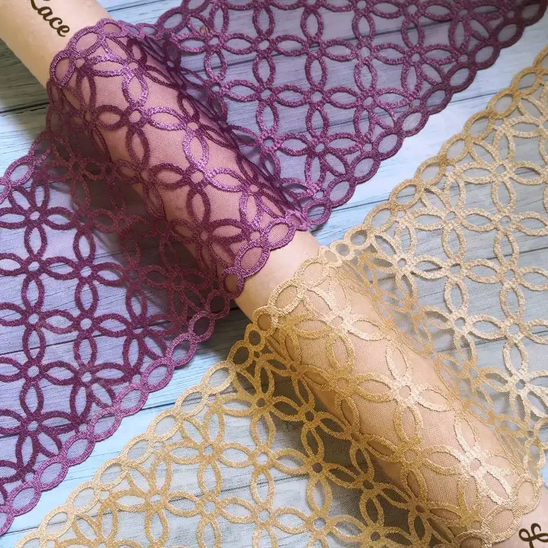 imported-dark-purple-golden-net-lace-trim-1 Imported dark purple and golden net lace trim 8 inch