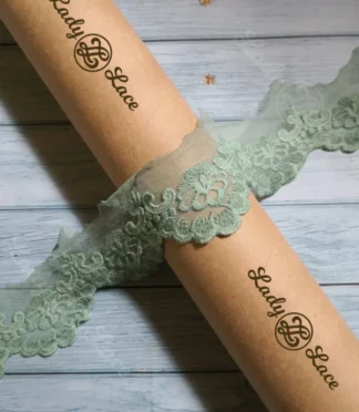 Imported Olive Green Scolap Lace Trim – 3 Inch, 1 Yard