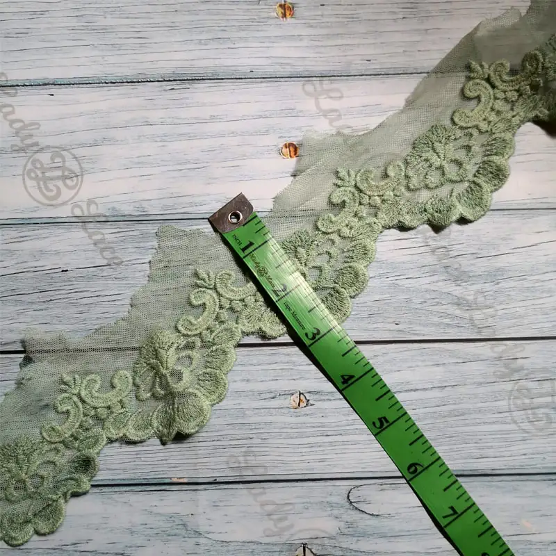 imported-olive-green-scolap-lace-trim-3-inch-1-yard-2 Imported Olive Green Scolap Lace Trim – 3 Inch, 1 Yard