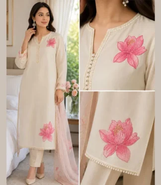 Pink Embroidery Flower Patch
