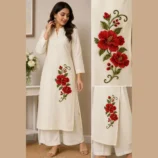 Red Embroidered Floral Patch Applique for Saree, Kids Dress, Kurti, Blouse, T-Shirt & DIY Craft