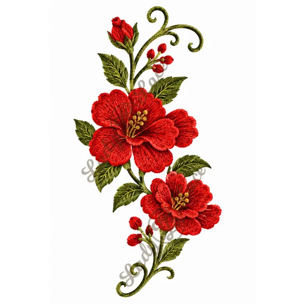 red-embroidery-floral-patch-LLPAT004-4 Red Embroidered Floral Patch Applique for Saree, Kids Dress, Kurti, Blouse, T-Shirt & DIY Craft