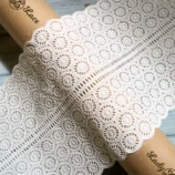 White flower cotton lace trim 8 inch wide